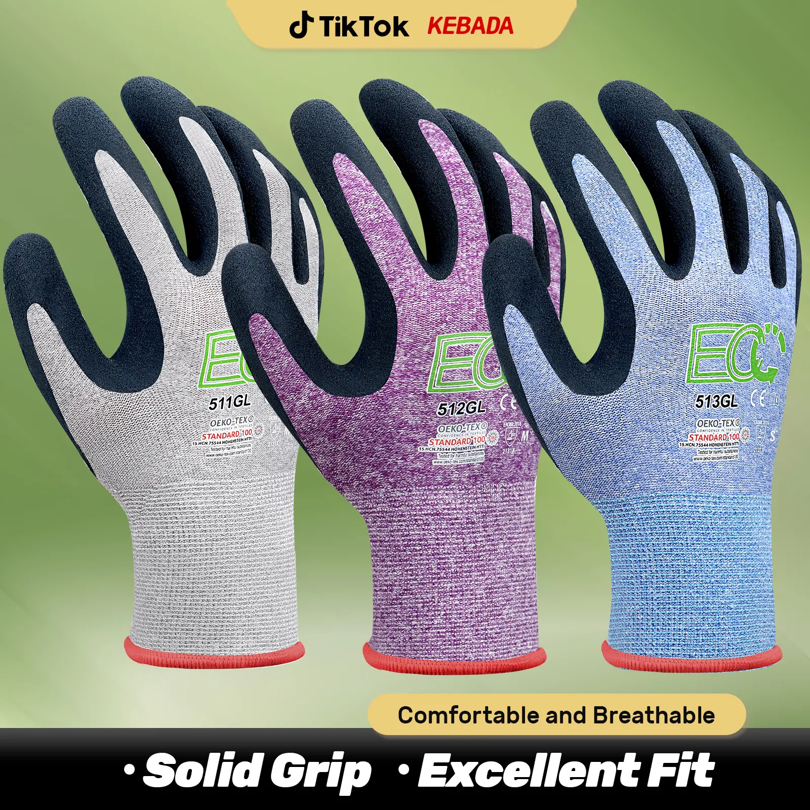 7 Pairs Kebada Women Gardening Gloves, EN388 2131X Outdoor Protective Work Gloves with Breathable Micro-Foam Coating Rubber