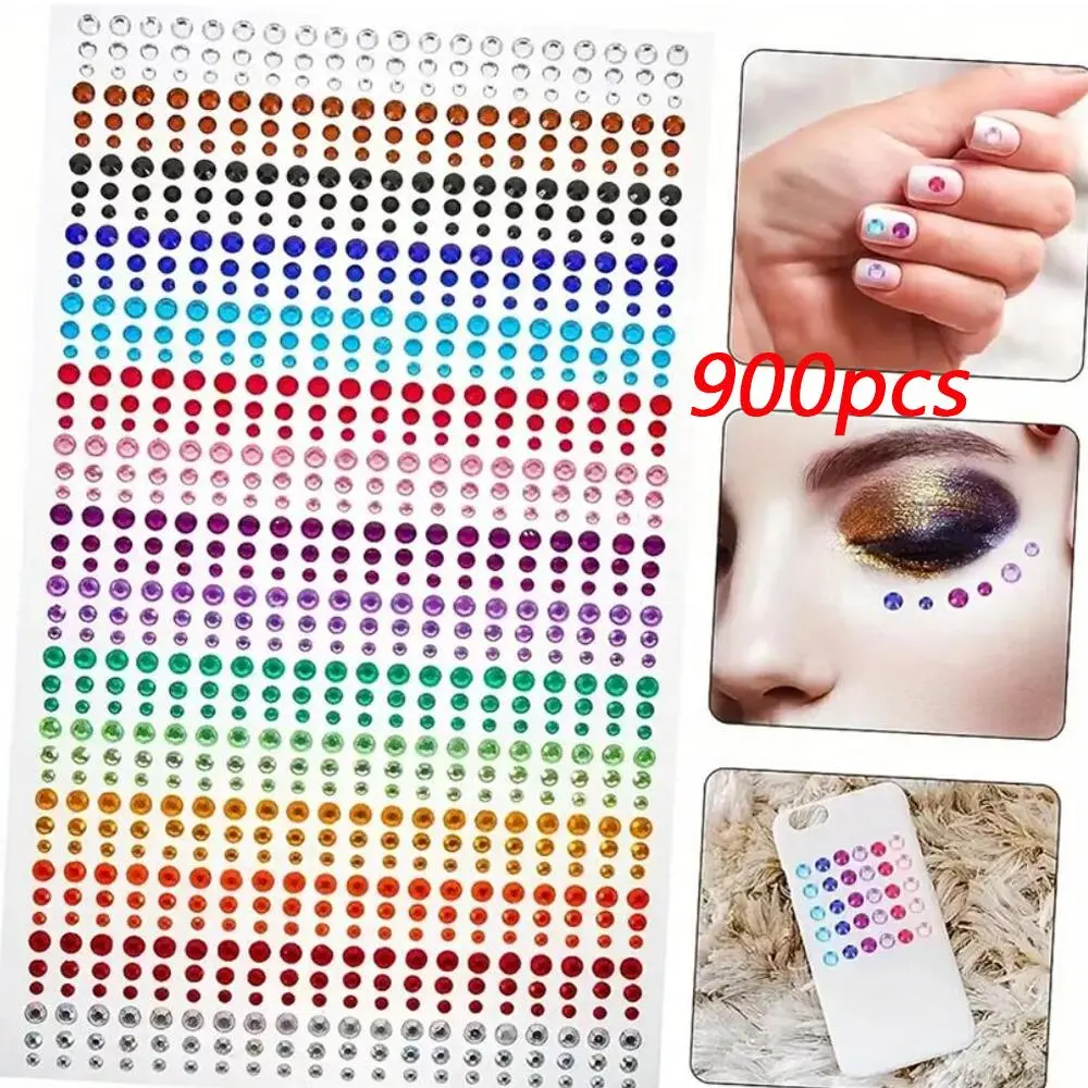 162/216/900Pcs Colorful Makeup Jewels Mixed Face Gems Diamonds Adhesive Glitters Rhinestone Face Temporary Tattoos Body Stickers