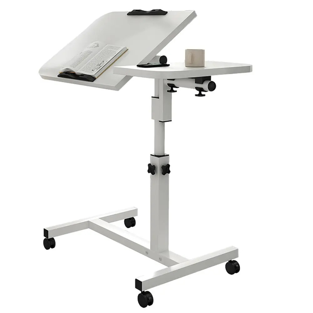 【GARVEE】Overbed Table With Wheels, 23.6-37.4in Height Adjustable Over Bed Table Movable Rolling Bedside Table Standing Desk Bed Table Hospital Bed Table With 0-90 Degrees Tilting Surface