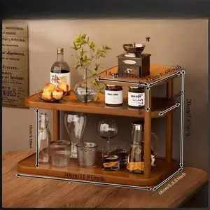 Coffee Cup Holder Desktop Beverage Organizer, Dustproof Storage Rack for Tea Pots Water Cups, Small Antique Display Shelf for Teasets