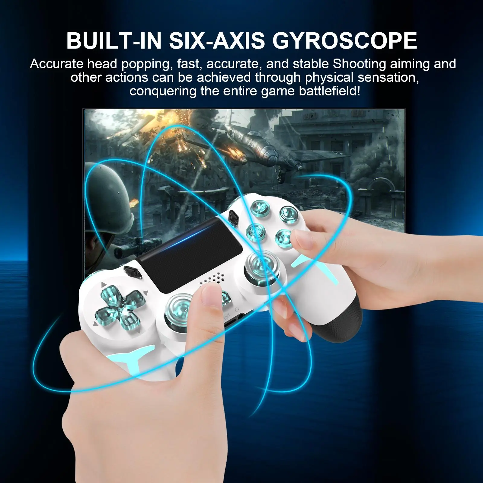 GAMINJA Wireless Game Controller with Six-Axis Gyroscope, Dual