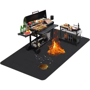 Large 76 x 52 inches Grill Mats for Grill|-Sided Fireproof| Waterproof| Oil-| Easy to| Indoor Fireplace/Fire Pit Mat| Quality BBQ Mat for Deck Lawn