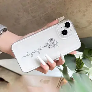 Flower Pattern Clear Transparent Phone Case, Anti-drop Cellphone Protective Case, Total Protective Shockproof Mobile Phone Cover for iPhone 11 12 13 14 15 16 Pro Max, Durable