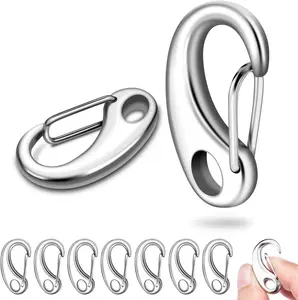 10 Pcs 1-1/4 Inch Lobster Claw Clasp, Small Carabiner Clips, Metal Spring Clip for Keychain Paracord Lanyard, Mini Flagpole Rope Clip, Dog Tag Clip, Backpack Charm Accessory (Silver)