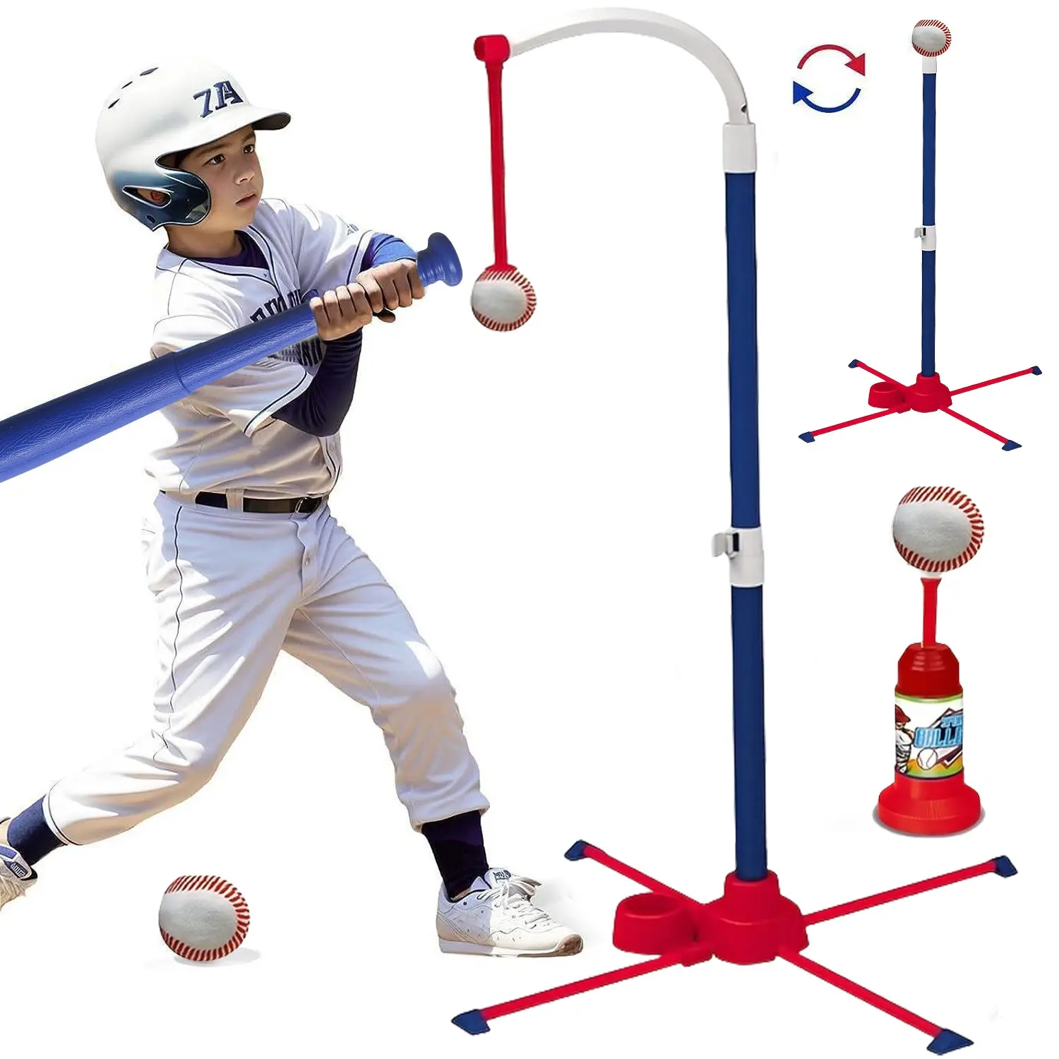 3-In-1 Backyard Wiffle Ball Set, Automatic Ball Launcher, Fun Batting Training, Hand-Eye Coordination, Family Interaction, Ages 8+, Indoor/outdoor, Plastic Baseballs, Ball Sports Equipment