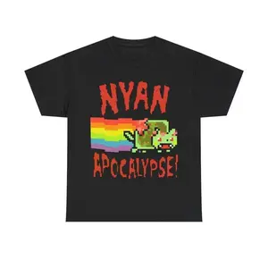 Nyan Cat Apocalypse Unisex Crew Neck T-Shirt for Men and Women,Machine Washable, Comfortable Everyday Fashion Tee, Everyday Tshirt |Bold Letter Print |T Shir Cotton,Birthday Gift