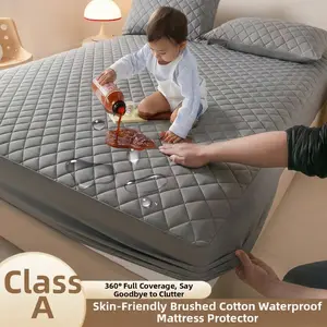 Breathable Waterproof Mattress Protector Set with Pillowcases Quilted Diamond Pattern Deep Pocket Cover Twin Full Queen King Options Machine Washable Microfiber TPU Film