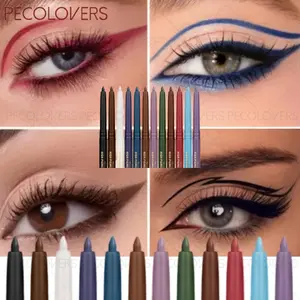 12pcs/set Colorful Eyeliner Pen, Waterproof, Highly Pigmented, Silky, Smooth, Rich in Color, Suitable for Christmas Makeup
