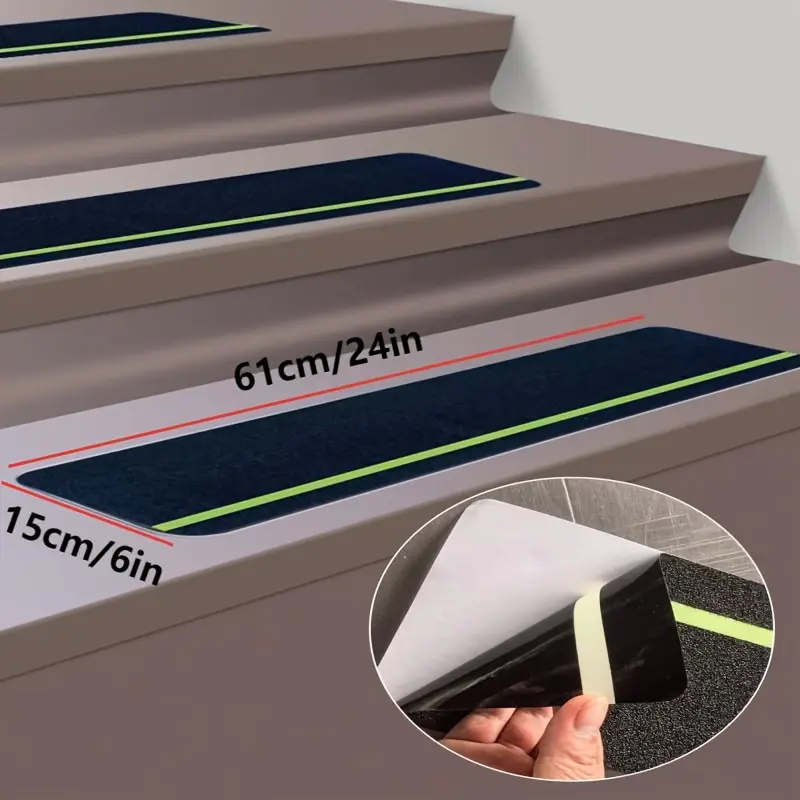 4 Pack Luminous Non-Slip Tape |   Thickened Stair Non-Slip Strips |   Waterproof Reflective Safety Floor Stickers |   Ideal for Bathrooms, Swimming Pools and Stairs |   Safety Decorations for Halloween and Christmas (5.91in x 24.02in / 3.94in x 29.92in)
