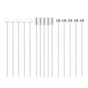 15-Pack Stainless Steel Cocktail Picks Martini Olive Skewers, Reusable Metal Garnish Sticks for Drinks, Appetizers, Bloody Mary, Olives, Citrus, Fruit Decor Silver, 4.25 Inch