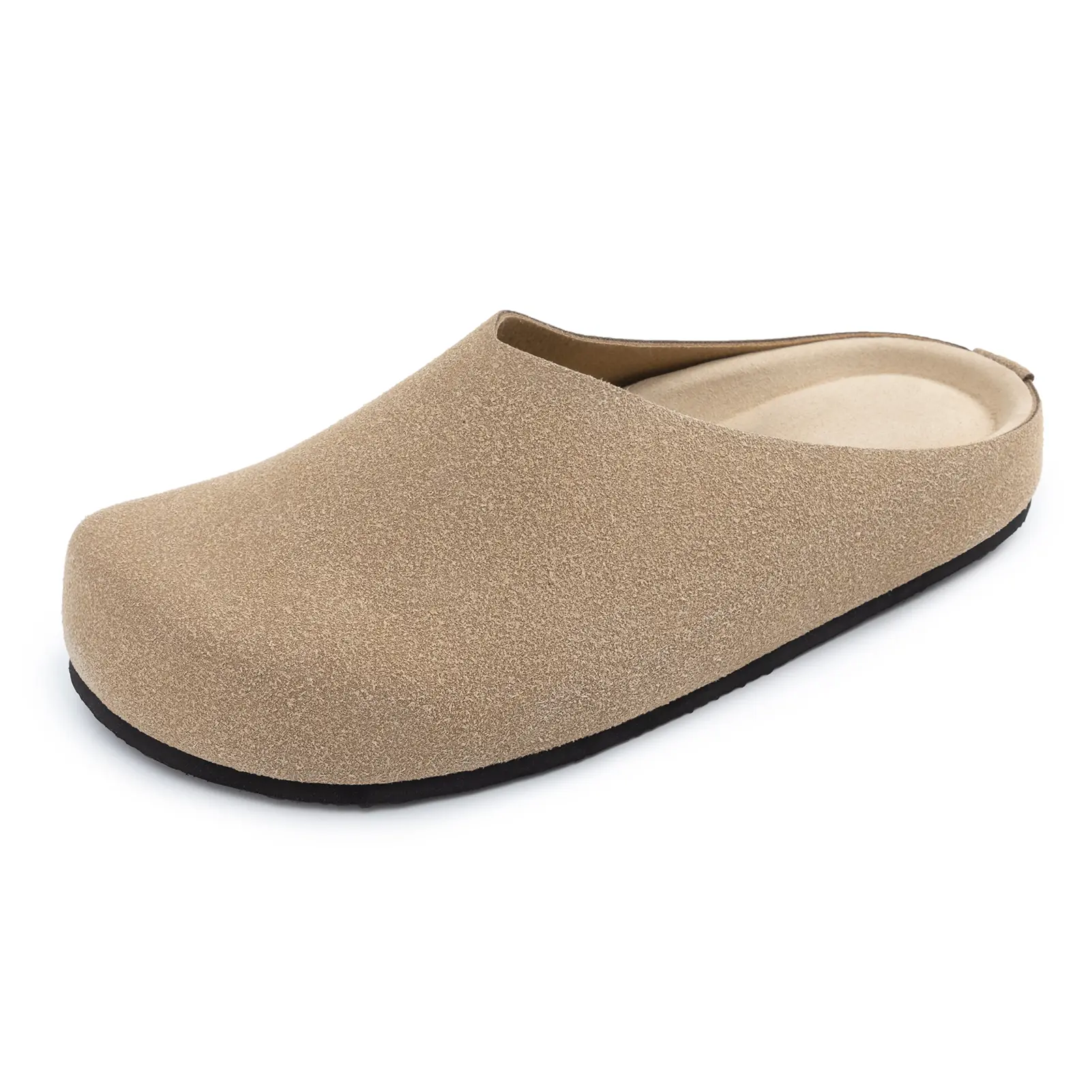 Women's Casual Clogs, Soft Suede Slip-On Mules with a Cork Footbed and Arch Support for All-Day Comfort and Travel, Cork Footed Mules
