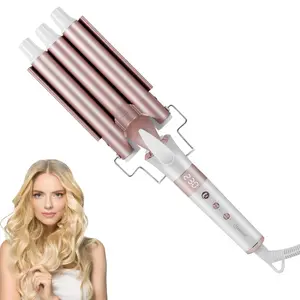 Hatteker Ceramic 3 Barrel Curling Iron, Triple Barrel Waver Hair Tool Creates Deep, Continuous Waves, Hair Curler for All Hair Lengths, Multi level Temperature Control, PTC Heating, Anti Scald Design LCD Digital Display
