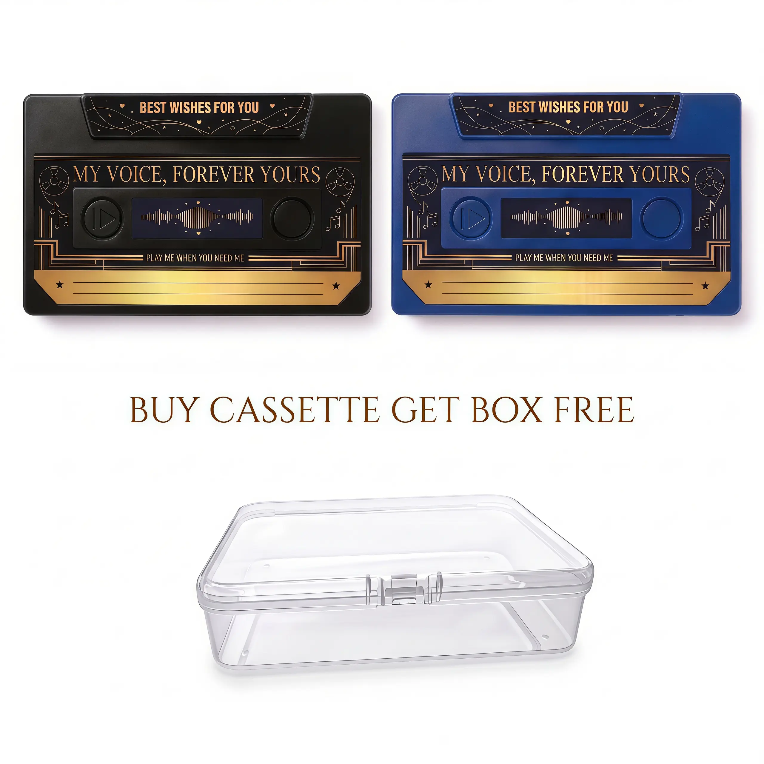 Father's Day Gift & Class of 2026 "My Voice Forever Yours" Audio Tape Recorder Gift, Meaningful Voice Recording Tape with Clear Plastic Box | Preserve Your Audio Message Keepsake for Christmas Valentine's Day & Special Events | Ships from USA