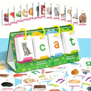 129Pcs word generator game, desktop phonics flash card, vision, preschool classroom word game, early childhood phonics education learning tool, special education, speech Therap, Vocabulary Flashcards (details, shapes and colors are random)