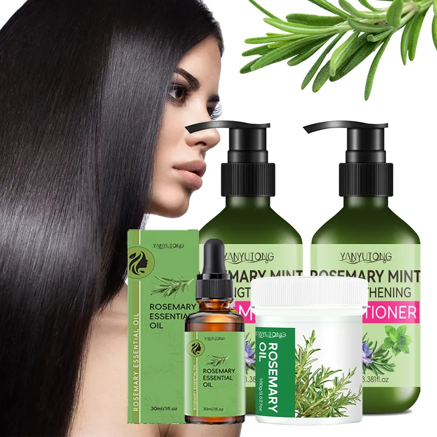 Rosemary Shampoo and Hair Care 4pcs set, Hair Treatment Set, Hair Care Kit, Haircare, including, conditioner, hair lotion, and hair care essential oil, deeply cleanses and strengthens hair, suitable for all hair types, Hair Routine