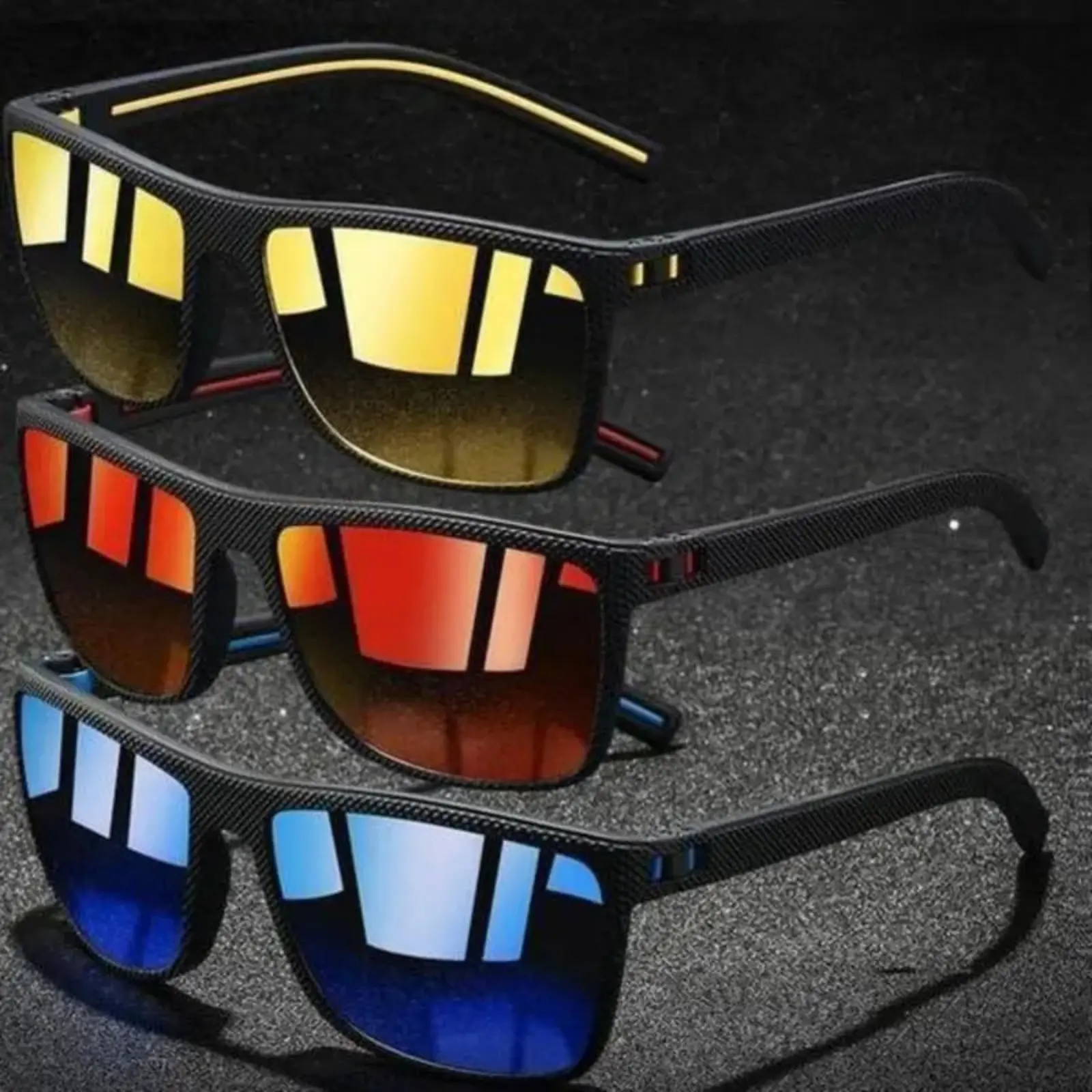 Unisex 3-Pack Retro Plaid Square Sunglasses - UV400 Protection Polarized Tinted Lenses, Lightweight Double Bridge Frames, Modern Trendy Stylish Square Frames Sunglasses for Travel, Sports, Modern Trendy Sunglasses