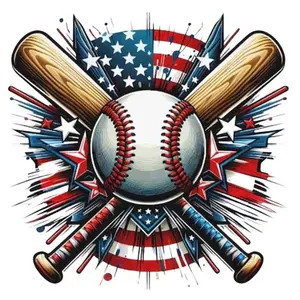 5D DIY Full Drill Round Diamond Painting Kit - Baseball, Bat Mosaic Canvas DIY Wall Art, Home Wall Decor