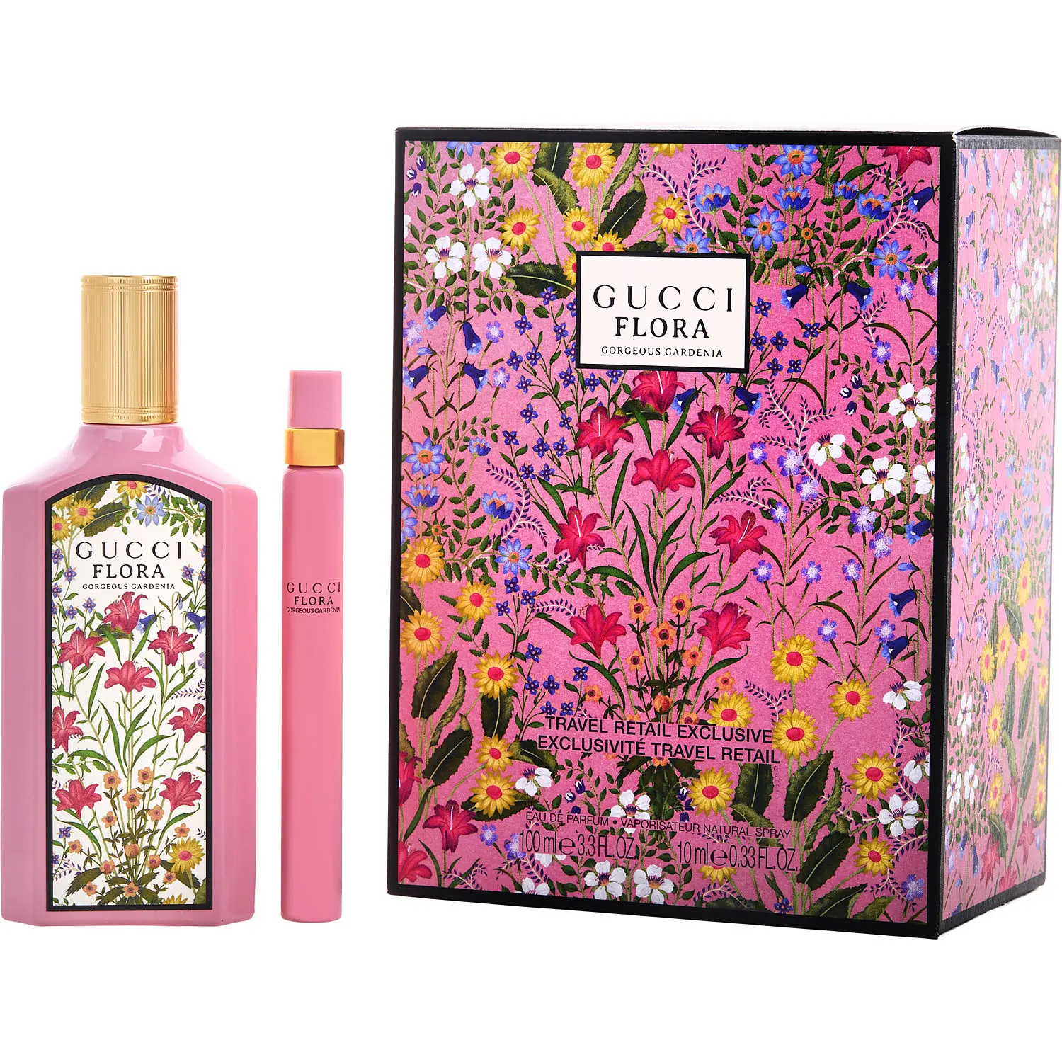Gucci Flora Gorgeous Gardenia By Gucci Eau De Parfum Spray 3.3 Oz & Eau De Parfum Spray 0.33 Oz Mini For Women