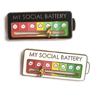 2026 Social Battery Pin, Funny Interactive Mood Pins for Jackets & Backpacks, Novelty Cowboy Accessories for Men, Cute Gifts for Girlfriend, Wife, Her [Novelty Accessories]