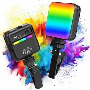 RGB Selfie Light for Camera, 360° Full Color Phone LED Light, Video Light forSelfie/Makeup,2000mAH Photography Lighting with Clip and Cold Shoe for Phone/Laptop/Camera, Christmas Gifts
