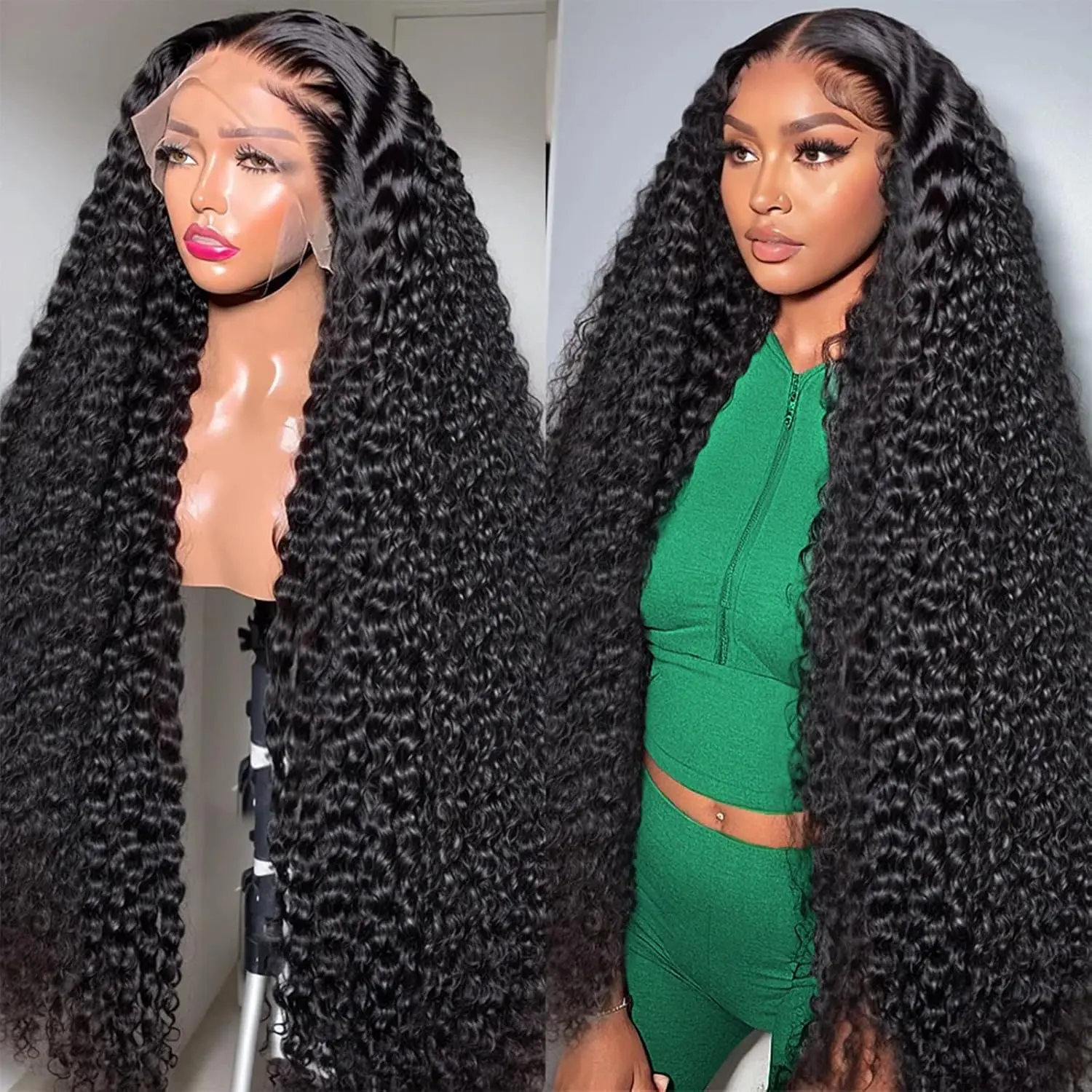 [30 inch $79.9]30 Inch Deep Wave Lace Front Wigs Human Hair 13x6 HD Transparent Deep Wave Lace Front Wigs for Women Curly Wig Pre Plcked Deep Wave Wigs with Baby Hair