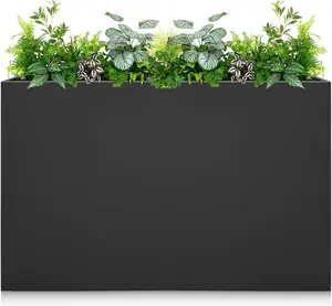 Galvanized Steel Planter Box - No Installation Required Metal Rectangular Block Long Box Planter Modern Outdoor Planters All-Weather Use with Drainage Holes for Patio/Porch, 36×24×12IN