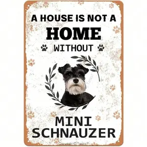 Customizable Aluminum Wall Art 8x12 Inch Vintage Miniature Dog Sign for Home Kitchen Decor Retro Aluminum Dog Lover Gift Mini Schnauzer