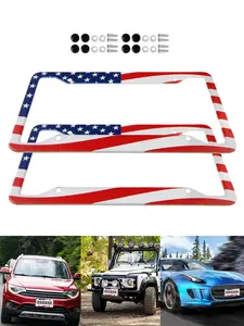 2Pcs License Plate Frame 31x16cm USA License Plate Cover Stainless Steel License Plate Protection with Screw Cap Car Accessories