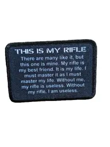 Rifleman's Creed text USMC army military 2"x3" morale patch with hook and loop backing