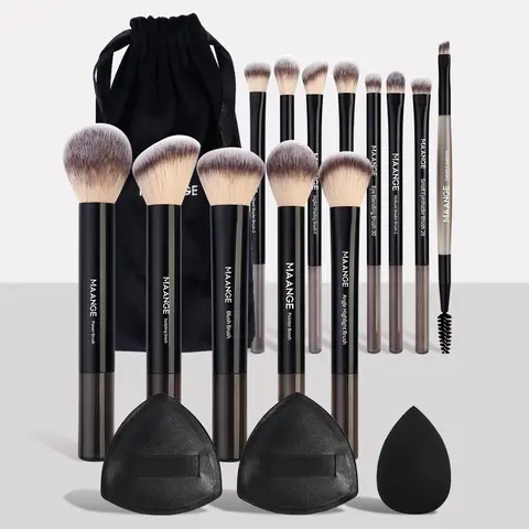Professional Face Makeup Tools Set, 17pcs/set Makeup Sponges & Puffs & Cosmetic Bag, Soft Bristles Makeup Brushes, Travel Brushes Set, Makeup Brush Kit for Women and Girls