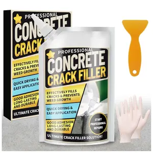 Concrete Crack Filler, High Elasticity Cement Crack Filler, Self Leveling Concrete Slab Repair Sealant for Driveway, Walkway, Patio,  Caulking Glue for Joint, Outdoor - 17.6 Floz