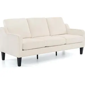 VINGLI Small Couch Sofa 71" Comfy Couches for Living Room Beige 3 Seat Sofa Couch Mid Century Modern Sofa Furniture Couches with Scooped Arms for Small Spaces, Bedroom, Apartment, Studio