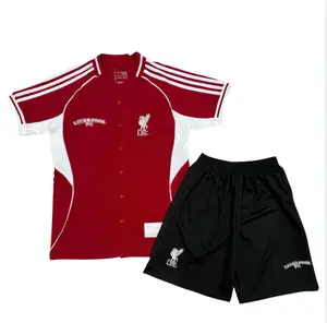 25/26 LIV Red Casual Baseball Jersey Street Style Sports Shirt, Full set.