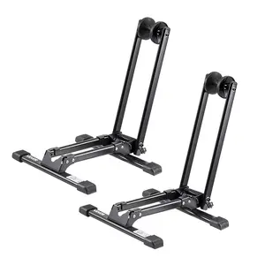 VEVOR Bike Racks 2 Pack, Fits 20 to 29 Inch Mountain & Road Bikes, Alloy Steel Rust-Resistant Bike Floor Stand Rack, Foldable Bicycle Stand for Entryway, Garage, Home Bikes Parking & Storage, Black
