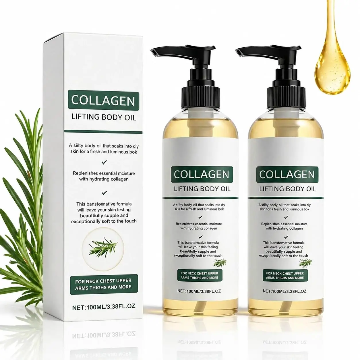 Collagen Lifting Unisex Body Oil - After-Shower Daily Moisturizer, Hydrating Anti-Aging Formula, Softens Crepey Skin for All Skin Types, Body Care, Soft Skin