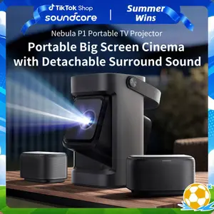 Nebula P1 Portable GTV Projector with Detachable Speakers, 650 ANSI Lumens, 1080P, 20W Truly 2.0 Surround Sound, Dolby Audio, Built-In Gimbal, Auto Adjustment, 180" Big Screen, Carry Handle #DealsForYouDays, #summerwins
