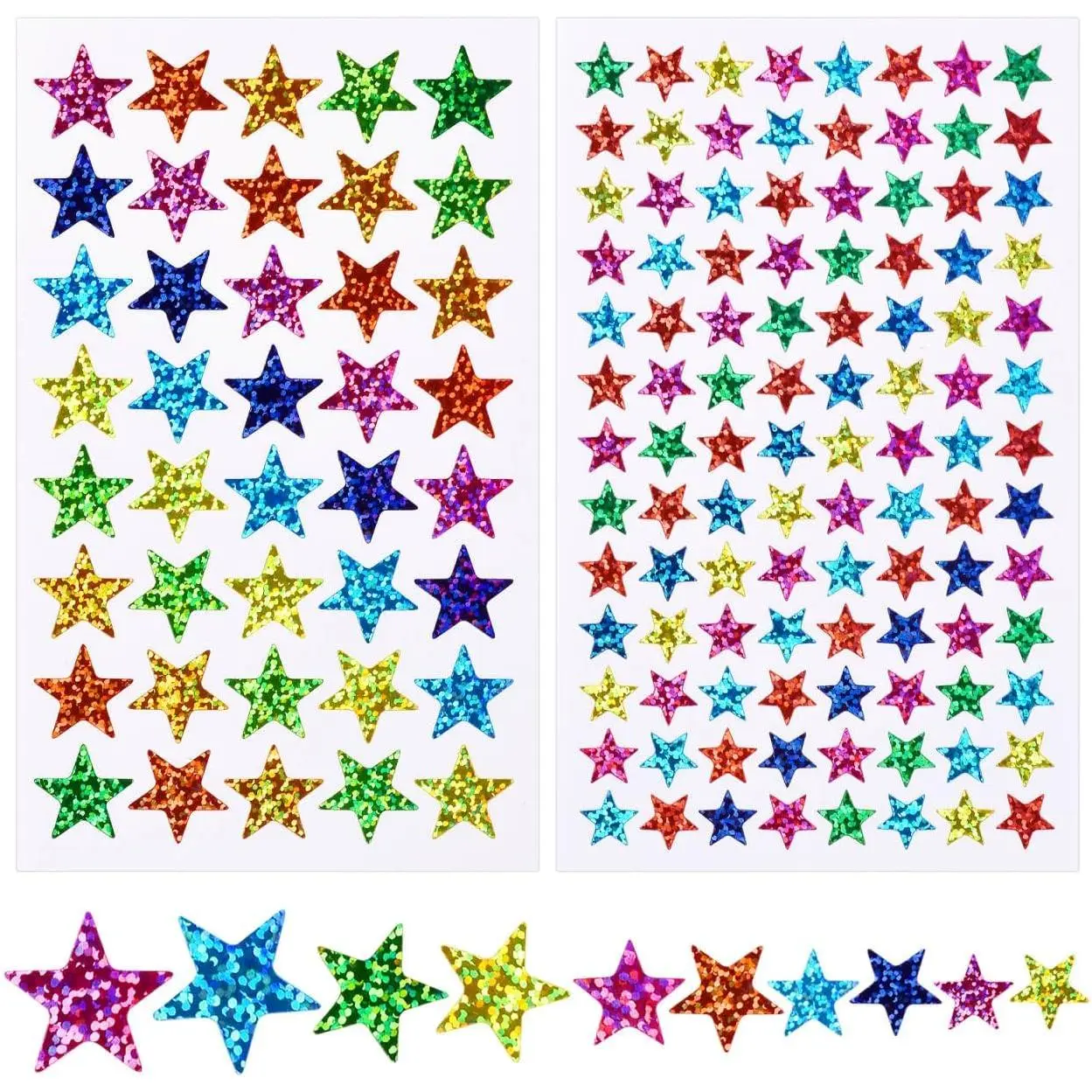 2040 count  Stickers, 5 Sizes Small Stars for  Reward, Sparkly Holographic Stickers, Glitter foil Stickers for Behavior Reward Chart and DIY Decoration