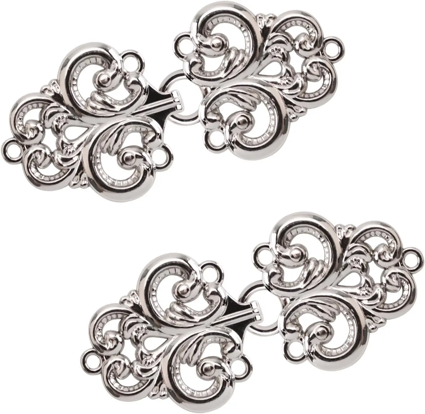 Cloak Clasp Fasteners, 2 Pairs 6.8CM  Cape Clasps Swirl Flower Fasteners Clasps for Clothing Sew  Hooks and Eyes,