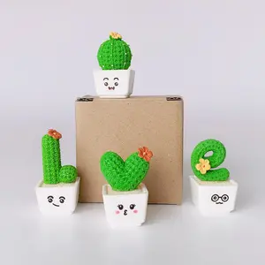 set of 4, Creative Cactus Resin Plant Pots Set of Four, Perfect Valentine's Day Gift, Small Decorative Succulent Ornaments, Unique Home Decoration, White Flower Pots