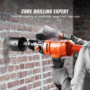 Diamond Core Drilling Machine, 4in Handheld Wet Concrete Core Drill Rig, 1100-2400RPM Two Speed & 1-1/4" Thread & 2 Bubble Levels, 3-4in Drilling Diameter for Concrete Brick Block Stone, 1500W