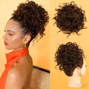 Messy Bun Hair piece for Women, updo hairpiece Elastic Drawstring Loose Wave Curly Scrunchies Ponytail Extension, Synthetic Hair Extensions Hair Bun for Women Daily Use(Dark Chocolate Brown)