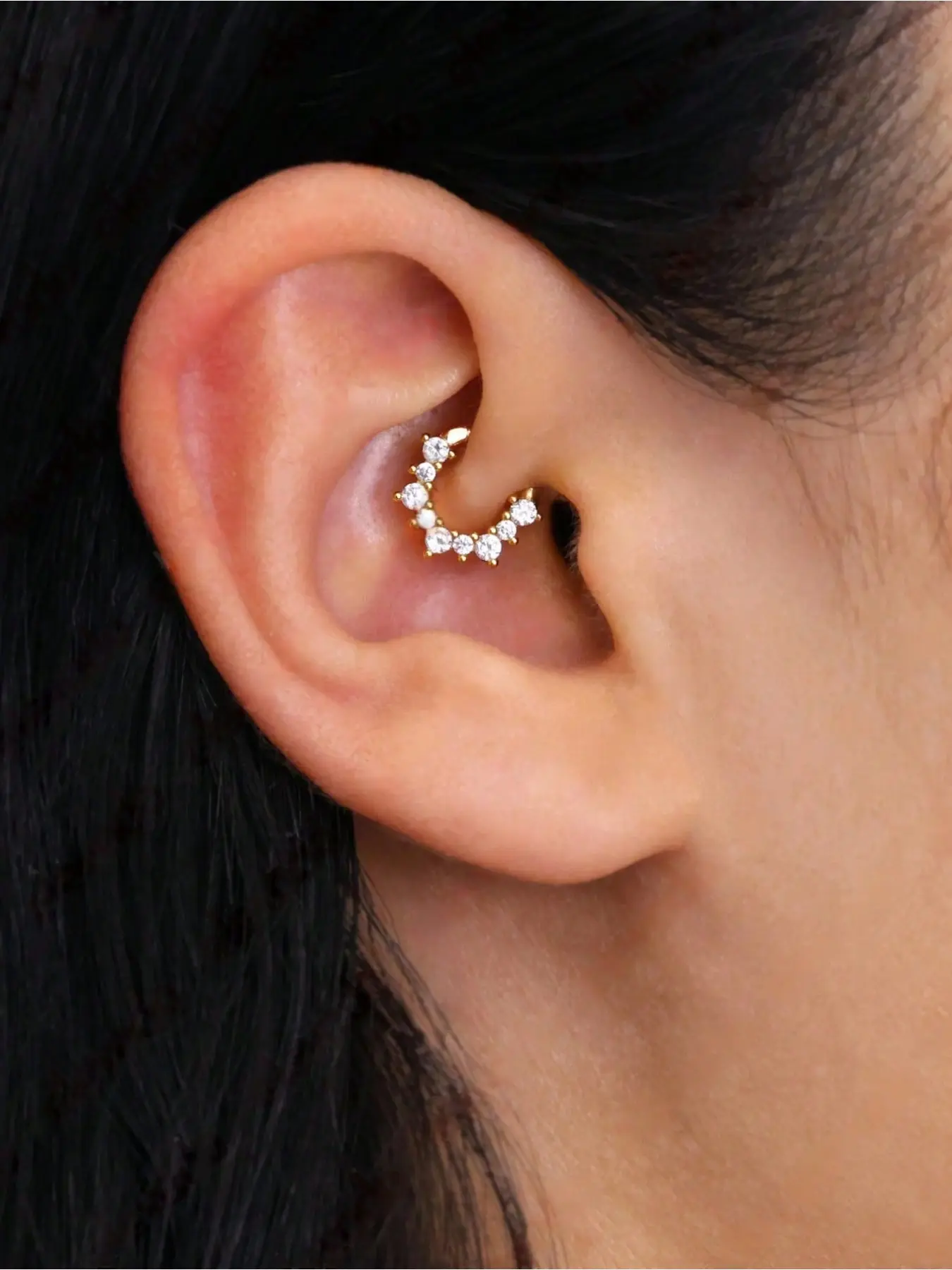 1pc Paved Cubic Zirconia Daith Hoop Earring • Nose Ring • Nose Piercing Hoop • Conch Hoop • Hoop Earring • Clicker Hoops • Septum Cartilage Hoops • Nose Rings Hoops • Nose Ring Jewelry