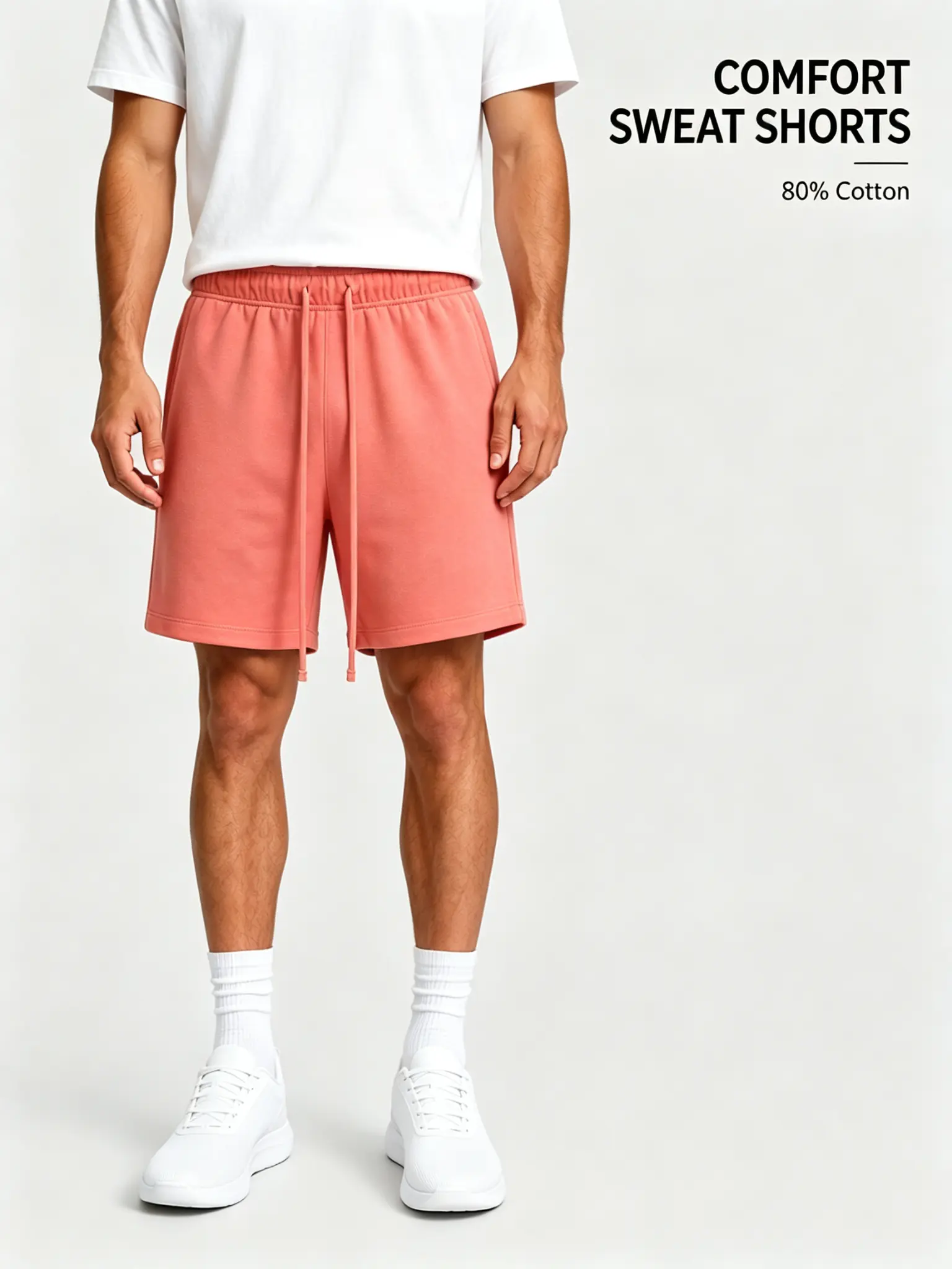 Men's Hot Pink Sweatshorts, Oversized Relaxed Fit with an Elastic Drawstring Waist, Casual Drawstring Lounge Shorts for Daily Wear, Hot Pink Men's Shorts, Lounge Men's Shorts