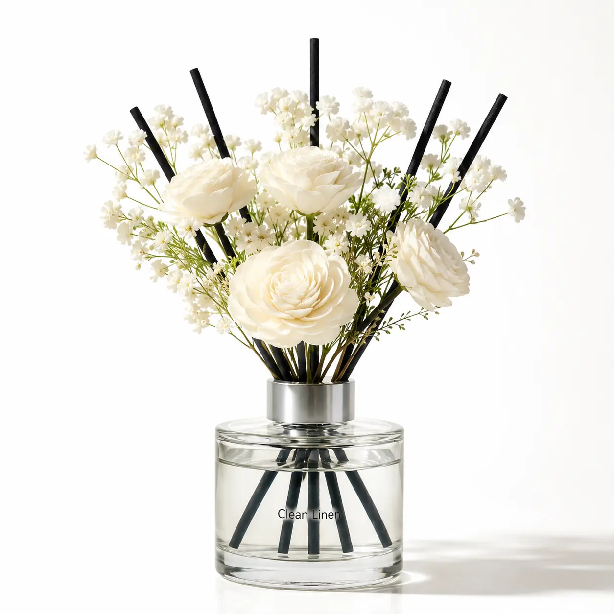 Clean Linen Reed Diffuser Set | 6.7 oz Floral Home Fragrance | Long-Lasting Scent for Bathroom, Bedroom & Living Room