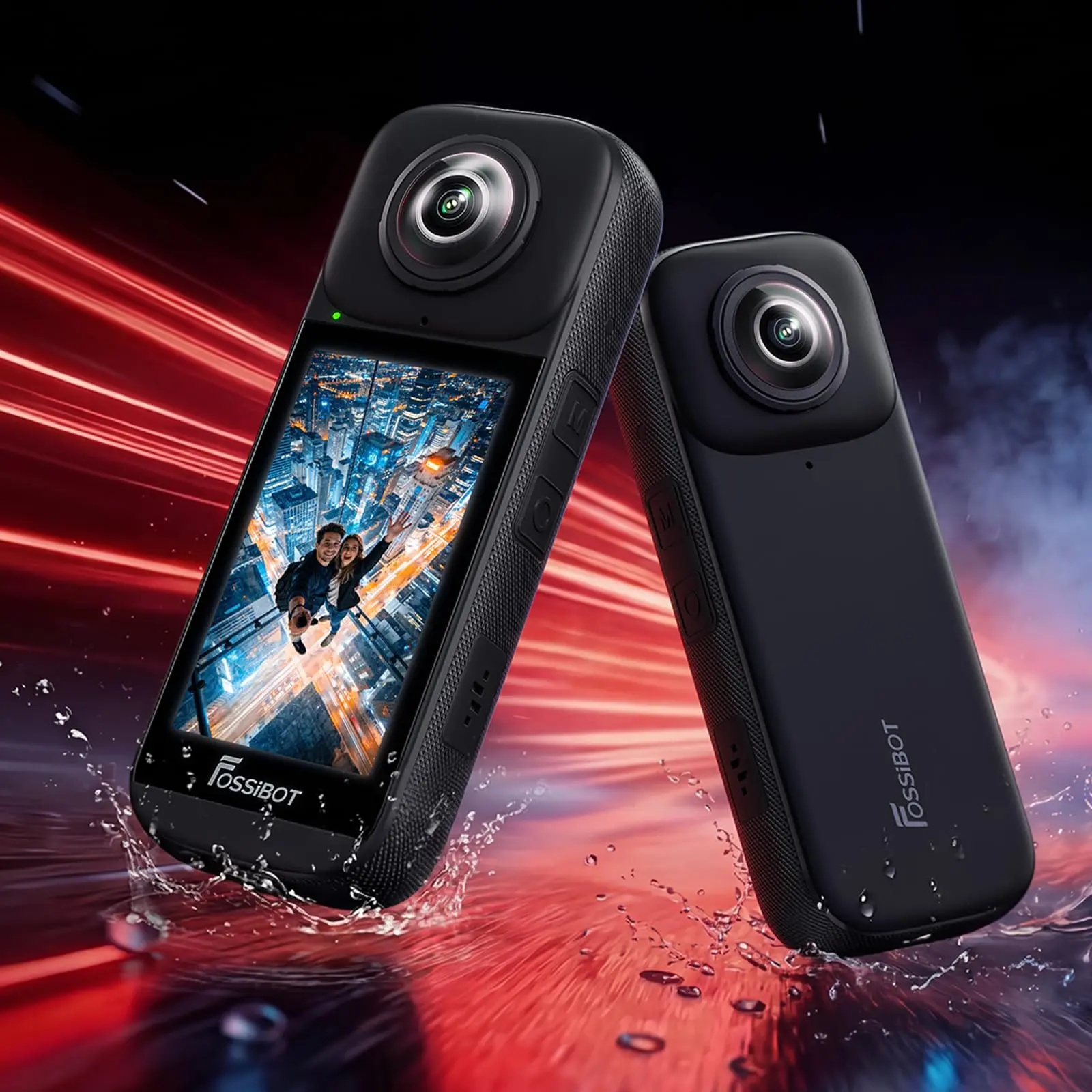 FOSSIBOT 2026 FC360 Waterproof 8K 360° Action Camera, Invisible Selfie Stick Effect, Image Stabilization, Built-in GPS, 3.0-inch Touchscreen, 360° Recording and Live Streaming (No Built-in Storage),back to school,back to school haul