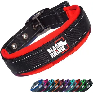 Black Rhino Extra Large Dog Collar - Adjustable Reflective Heavy Duty Dog Collars with Ultra-Soft Neoprene Padding - Weatherproof, Durable, and Comfortable - Ideal for Active Dogs - Red and Black Black Rhino Black Rhino