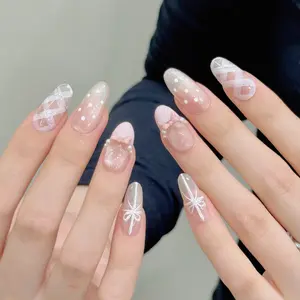 100% Handmade Luxury Press-On Nails – Viral Trend Glossy Nail Set (Reusable & Salon Quality)