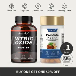 Ultimate Men's Health Bundle - Auivty - Nitric Oxide Booster 100ct + Prostate Health 90ct - Natural Supplement Capsules - Support Blood Circulation & Prostate Health