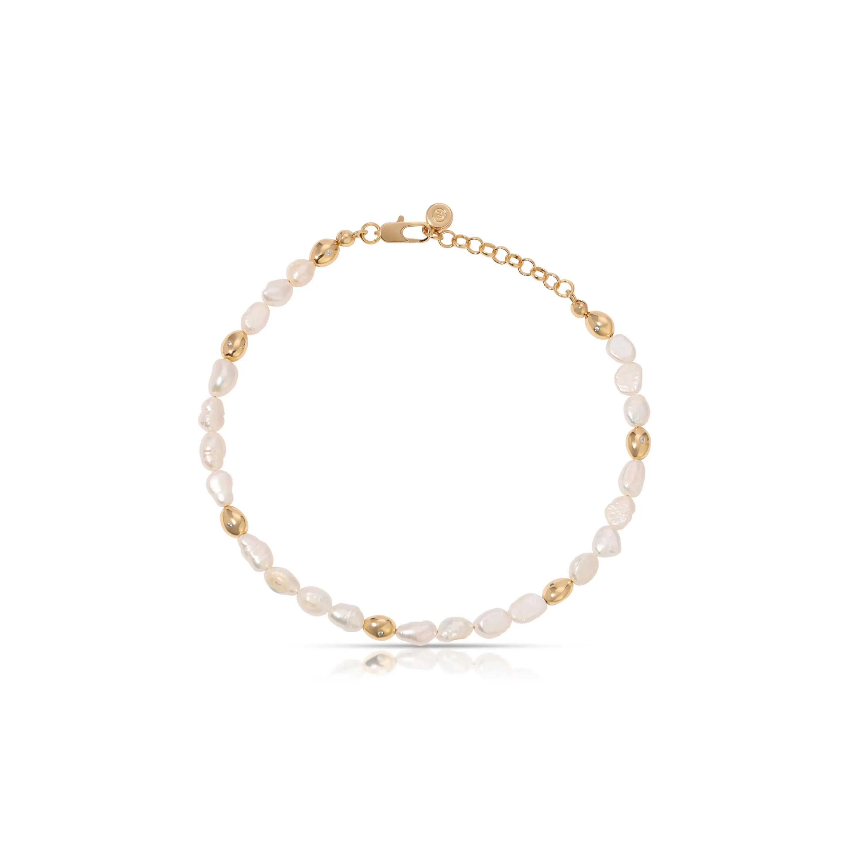 Freshwater Pearl Polished Pebble Anklet