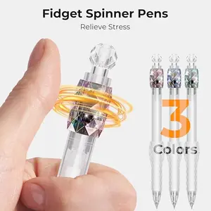 Fidget Gel Pens 8 Pieces - 0.7mm Quick Dry Black Ink, Ultra Smooth Writing, 360° Rotating Tip, Soft Anti-slip Grip, Aesthetic Design for Office & Students